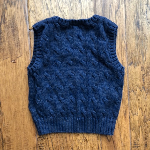 Little Boys Ralph Lauren argyle navy blue sweater vest, 9 months.. - Picture 3 of 3